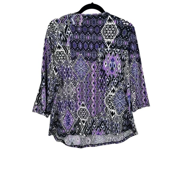 Links Womens Size Large Purple Geometric Casual Blouse Business Casual - Picture 7 of 7